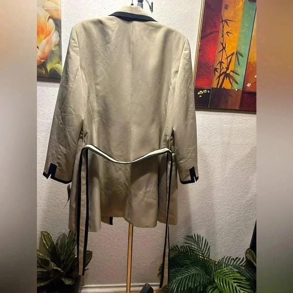 Kasper blue grotto summer straw/black belted trench coat size 18 - Picture 5 of 11